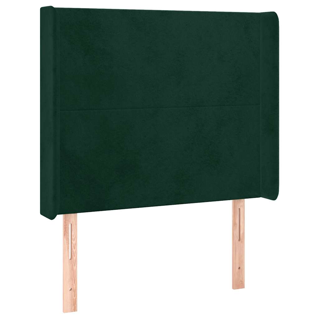 Letto a Molle con Materasso e LED Verde Scuro 90x200cm Velluto
