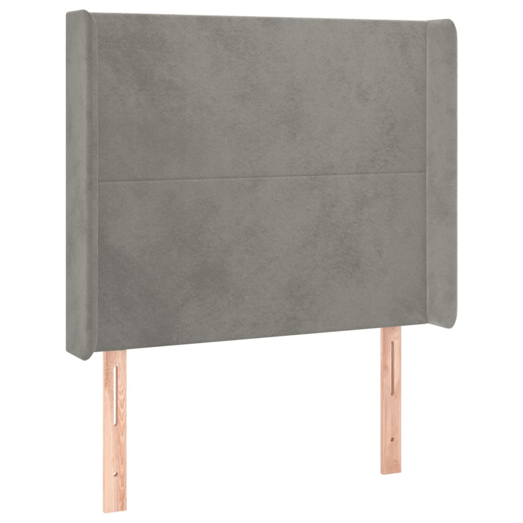 Letto a Molle Materasso e LED Grigio Chiaro 100x200 cm Velluto | homemem39