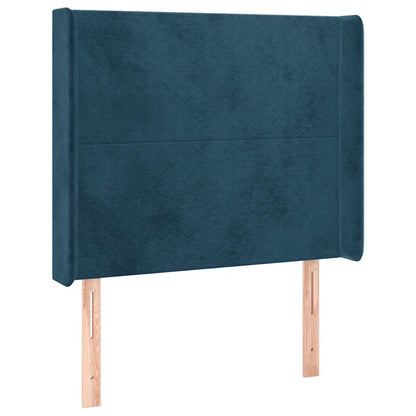 Letto a Molle con Materasso e LED Blu Scuro 100x200 cm