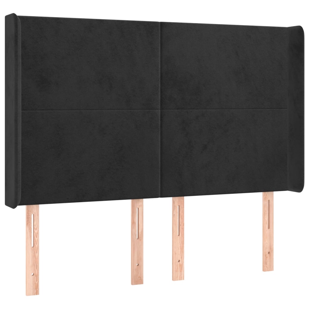Letto a Molle con Materasso e LED Nero 140x190 cm in Velluto