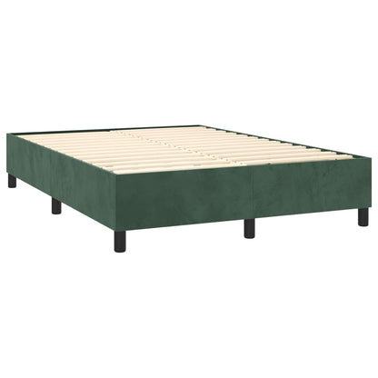 Letto a Molle con Materasso e LED Verde Scuro 140x190cm Velluto