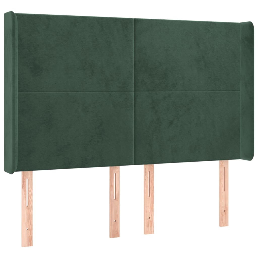 Letto a Molle con Materasso e LED Verde Scuro 140x190cm Velluto