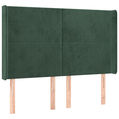 Letto a Molle con Materasso e LED Verde Scuro 140x190cm Velluto