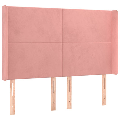 Letto a Molle con Materasso e LED Rosa 140x190 cm in Velluto