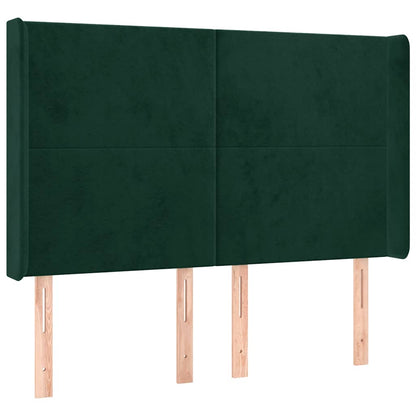 Letto a Molle con Materasso e LED Verde Scuro 140x200cm Velluto | homemem39