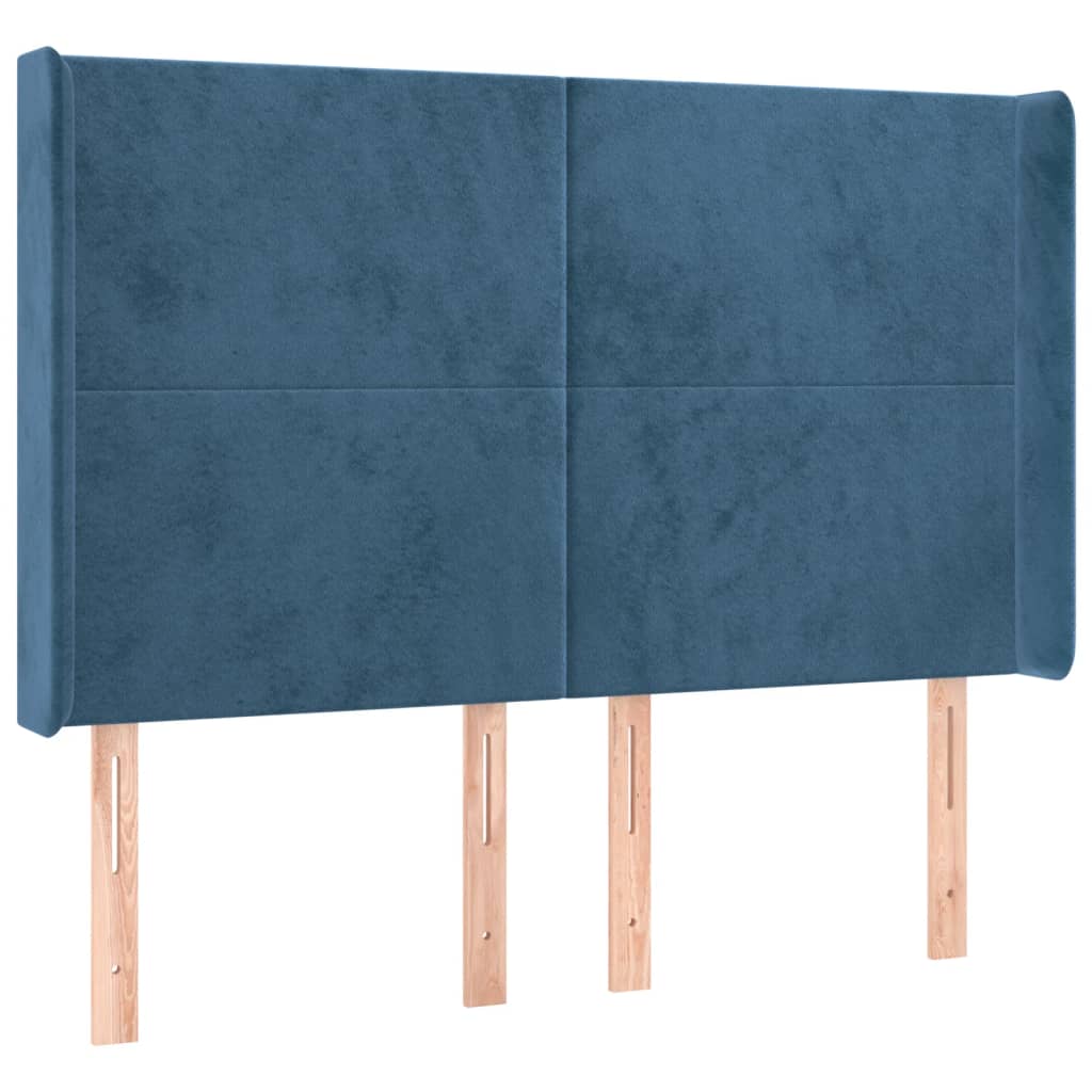 Letto a Molle con Materasso e LED Blu Scuro 140x200 cm