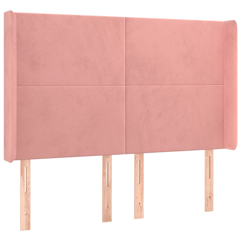 Letto a Molle con Materasso e LED Rosa 140x200 cm in Velluto