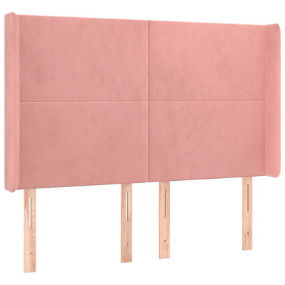Letto a Molle con Materasso e LED Rosa 140x200 cm in Velluto