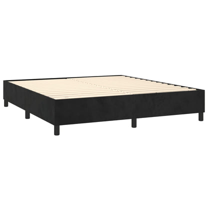 Letto a Molle con Materasso e LED Nero 160x200 cm in Velluto | homemem39