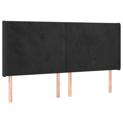 Letto a Molle con Materasso e LED Nero 160x200 cm in Velluto