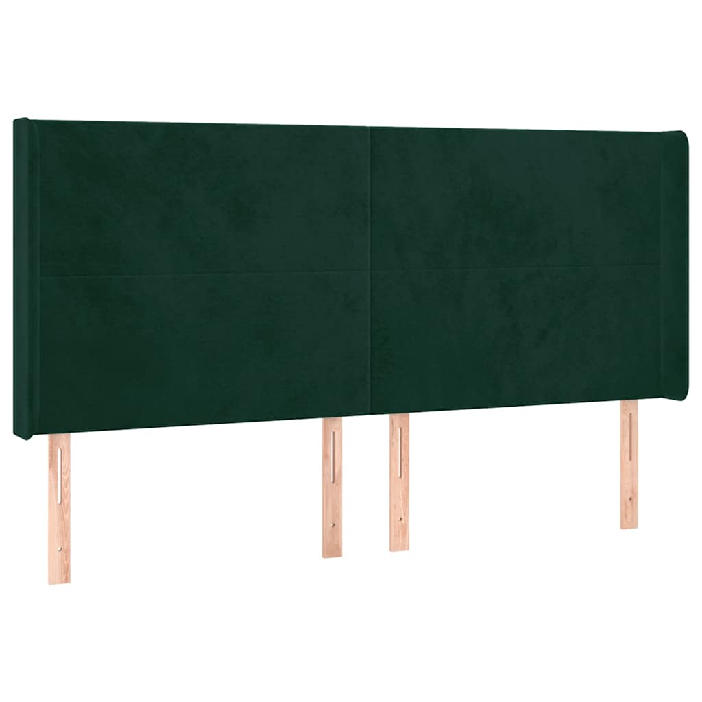 Letto a Molle con Materasso e LED Verde Scuro 160x200cm Velluto