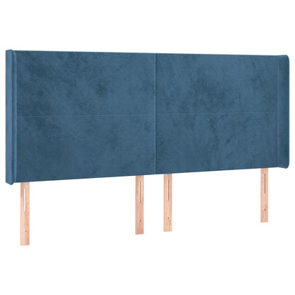 Letto a Molle con Materasso e LED Blu Scuro 160x200 cm