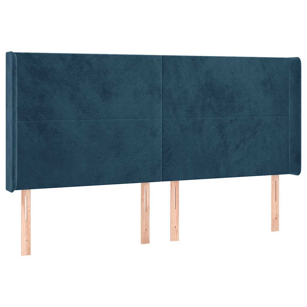 Letto a Molle con Materasso e LED Blu Scuro 160x200 cm
