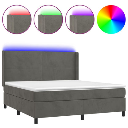 Letto a Molle con Materasso e LED Grigio Scuro 180x200 cm | homemem39