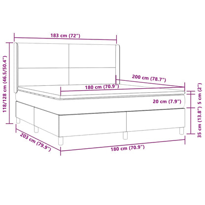 Letto a Molle con Materasso e LED Verde Scuro 180x200cm Velluto | homemem39