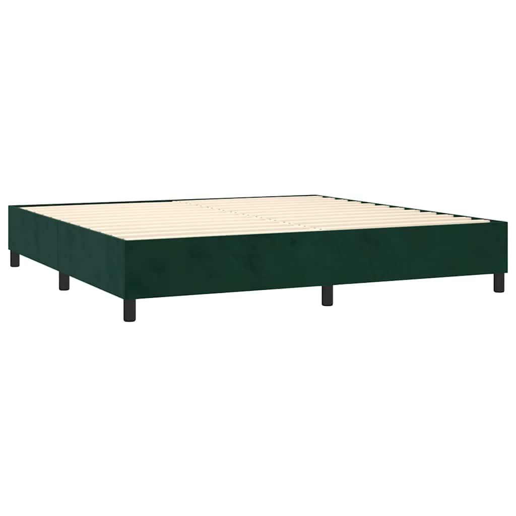Letto a Molle con Materasso e LED Verde Scuro 200x200cm Velluto