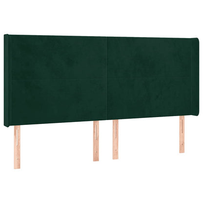 Letto a Molle con Materasso e LED Verde Scuro 200x200cm Velluto