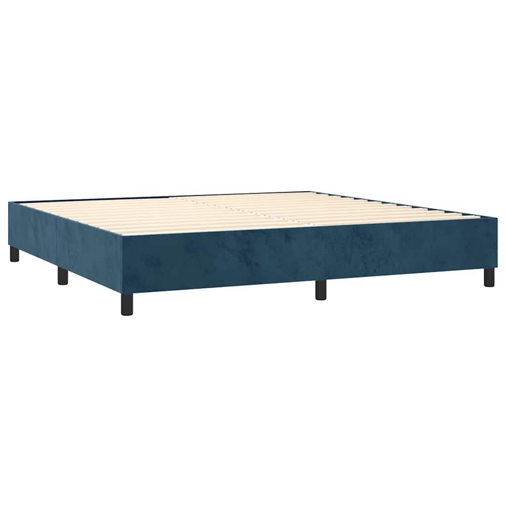 Letto a Molle con Materasso e LED Blu Scuro 200x200 cm | homemem39