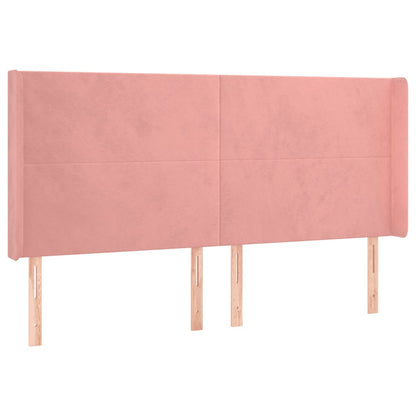 Letto a Molle con Materasso e LED Rosa 200x200 cm in Velluto