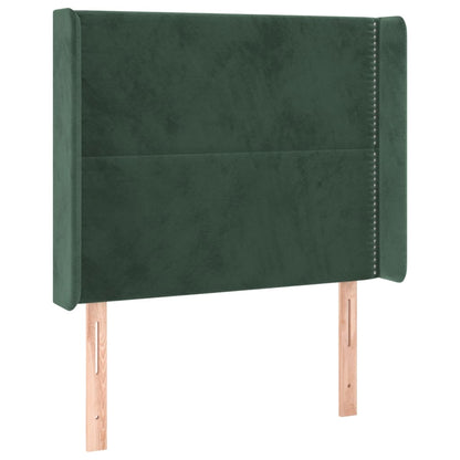 Letto a Molle con Materasso e LED Verde Scuro 80x200cm Velluto