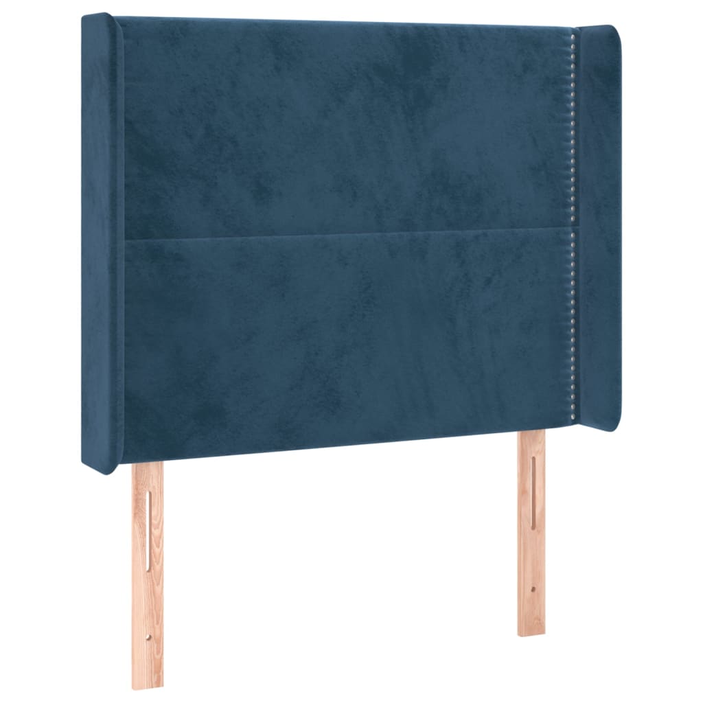 Letto a Molle con Materasso e LED Blu Scuro 80x200cm in Velluto | homemem39