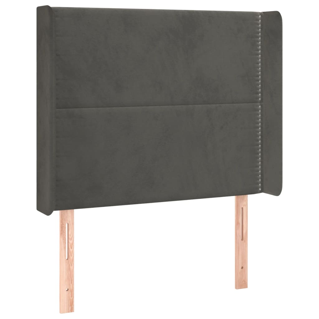 Letto a Molle con Materasso e LED Grigio Scuro 90x190cm Velluto