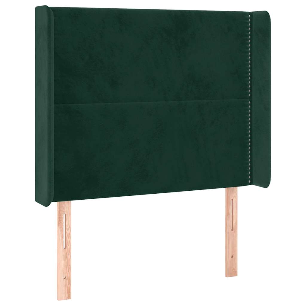 Letto a Molle con Materasso e LED Verde Scuro 90x200cm Velluto | homemem39
