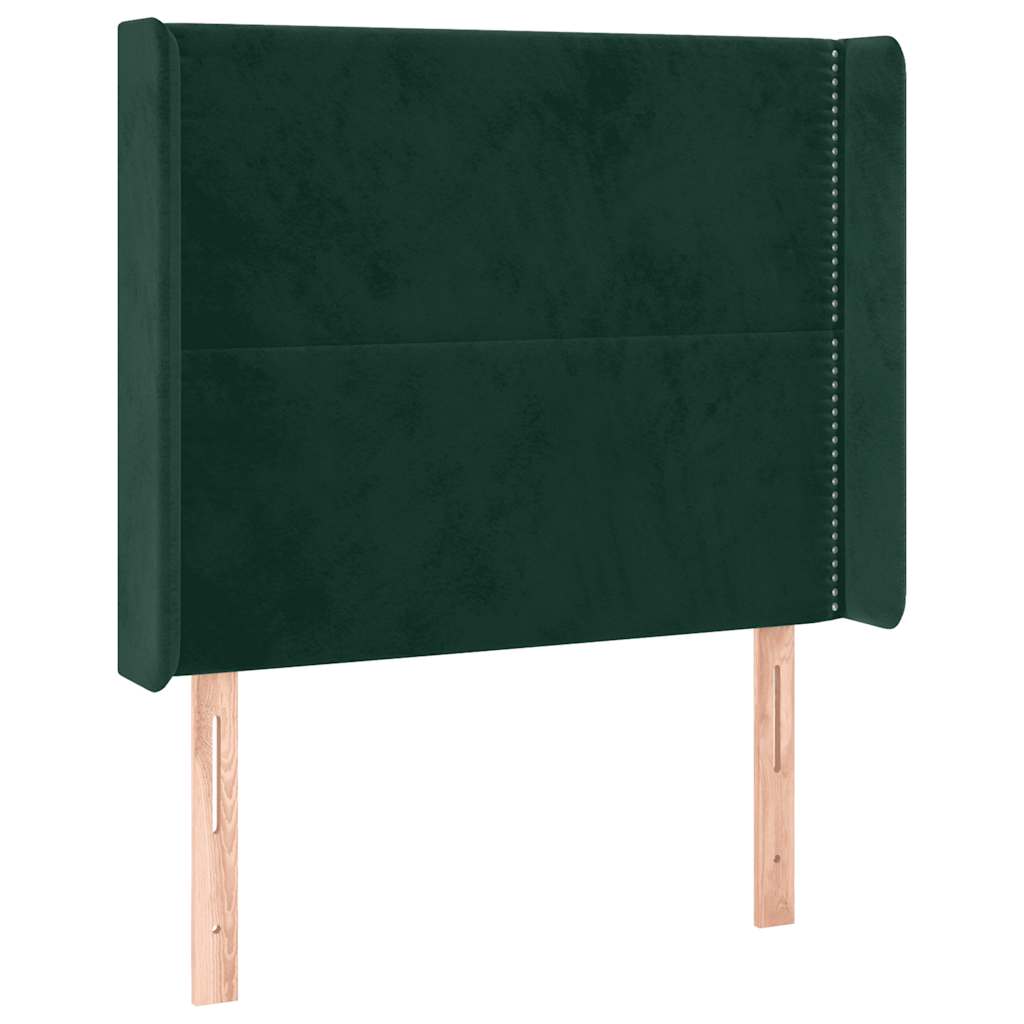 Letto a Molle con Materasso e LED Verde Scuro 100x200cm Velluto | homemem39