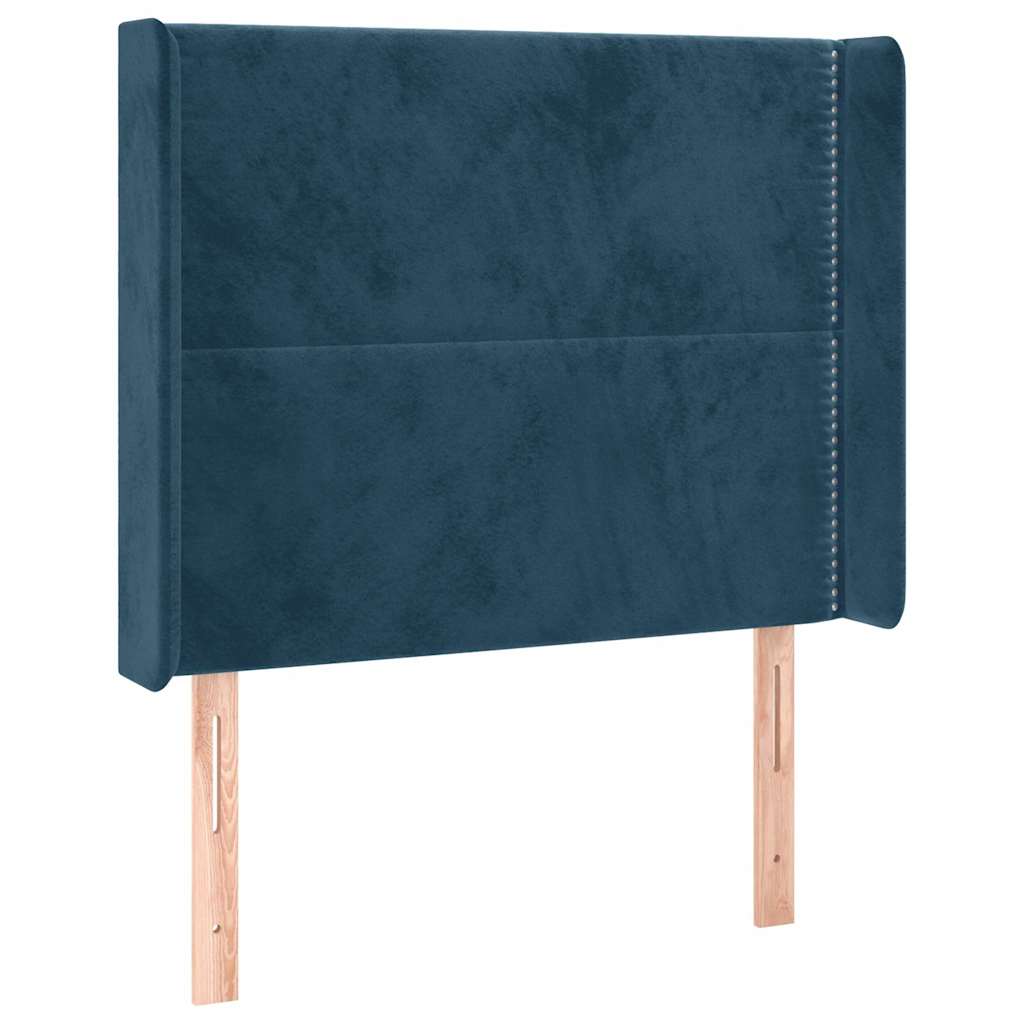 Letto a Molle con Materasso e LED Blu Scuro 100x200 cm