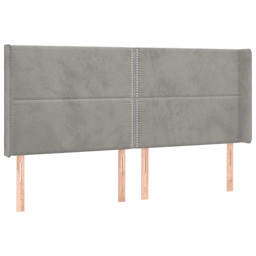 Letto a Molle Materasso e LED Grigio Chiaro 160x200 cm Velluto