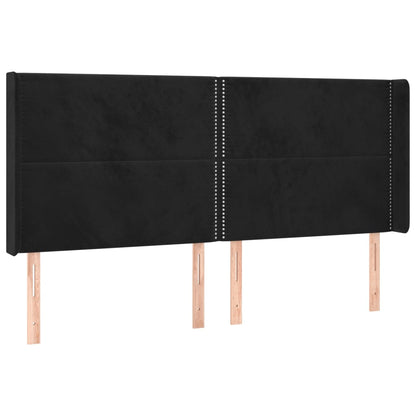 Letto a Molle con Materasso e LED Nero 160x200 cm in Velluto | homemem39