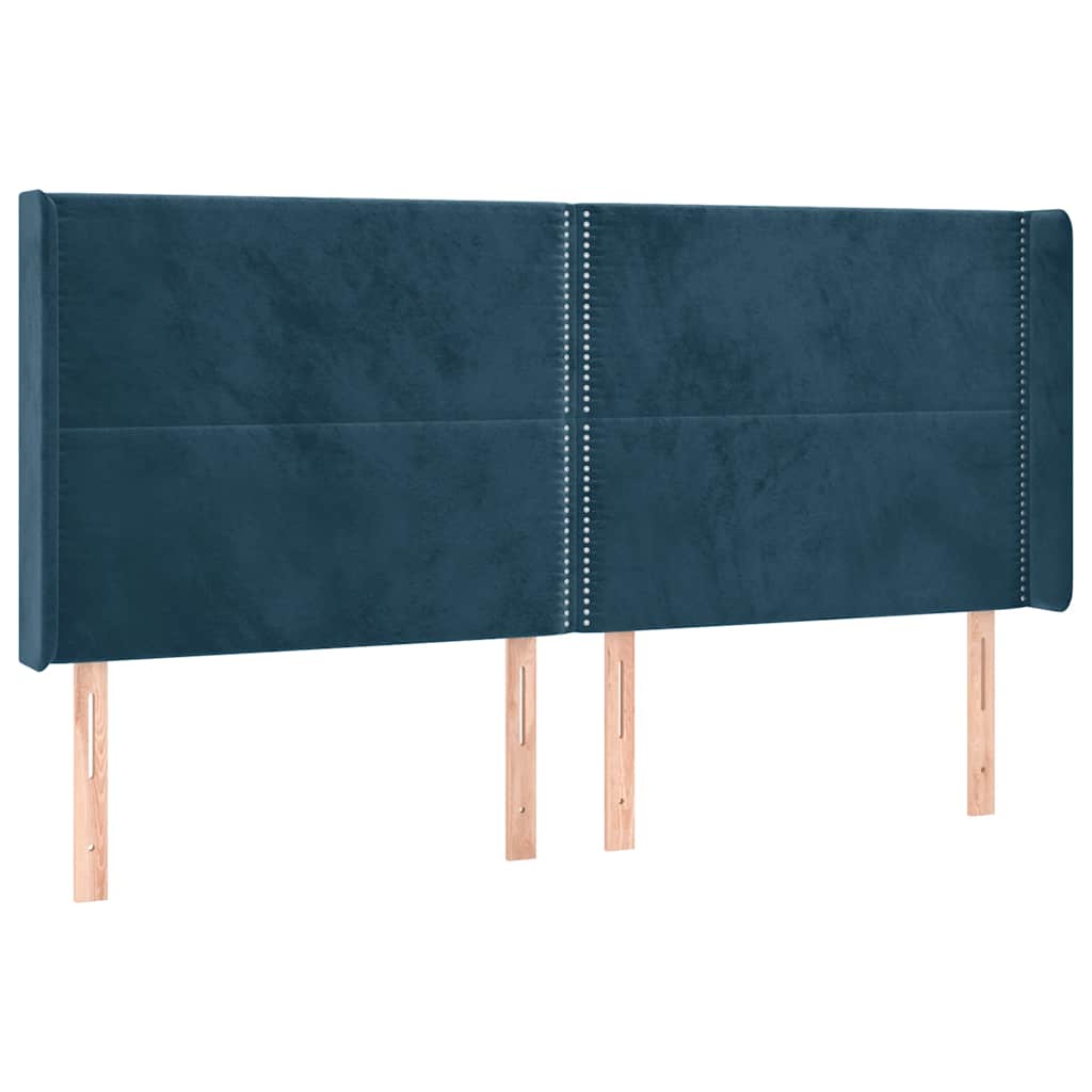 Letto a Molle con Materasso e LED Blu Scuro 160x200 cm | homemem39