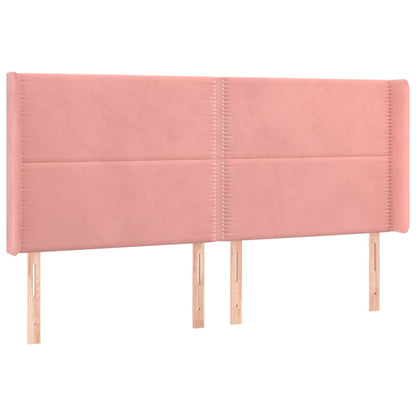 Letto a Molle con Materasso e LED Rosa 160x200 cm in Velluto