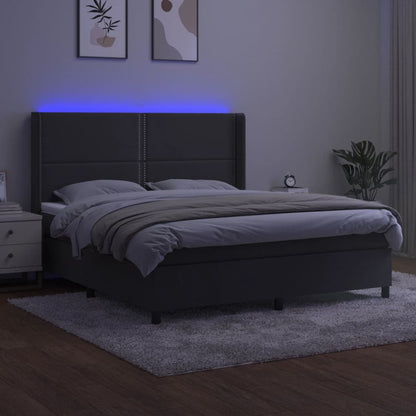Letto a Molle con Materasso e LED Grigio Scuro 180x200 cm | homemem39