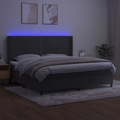 Letto a Molle con Materasso e LED Grigio Scuro 200x200 cm | homemem39