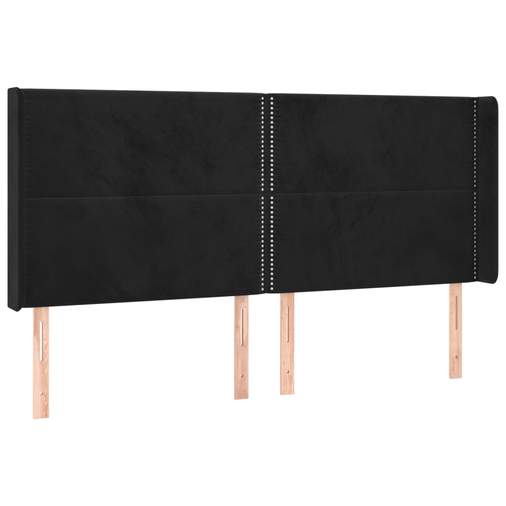 Letto a Molle con Materasso e LED Nero 200x200 cm in Velluto | homemem39