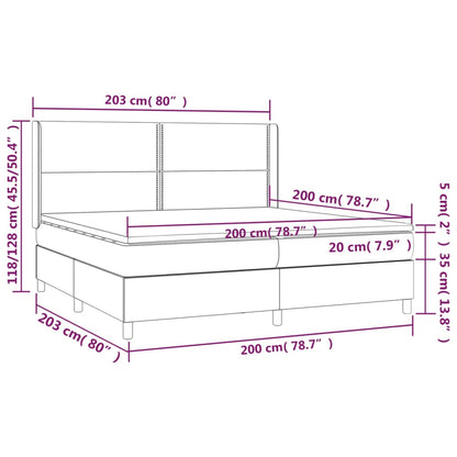 Letto a Molle con Materasso e LED Nero 200x200 cm in Velluto | homemem39