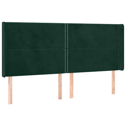 Letto a Molle con Materasso e LED Verde Scuro 200x200cm Velluto