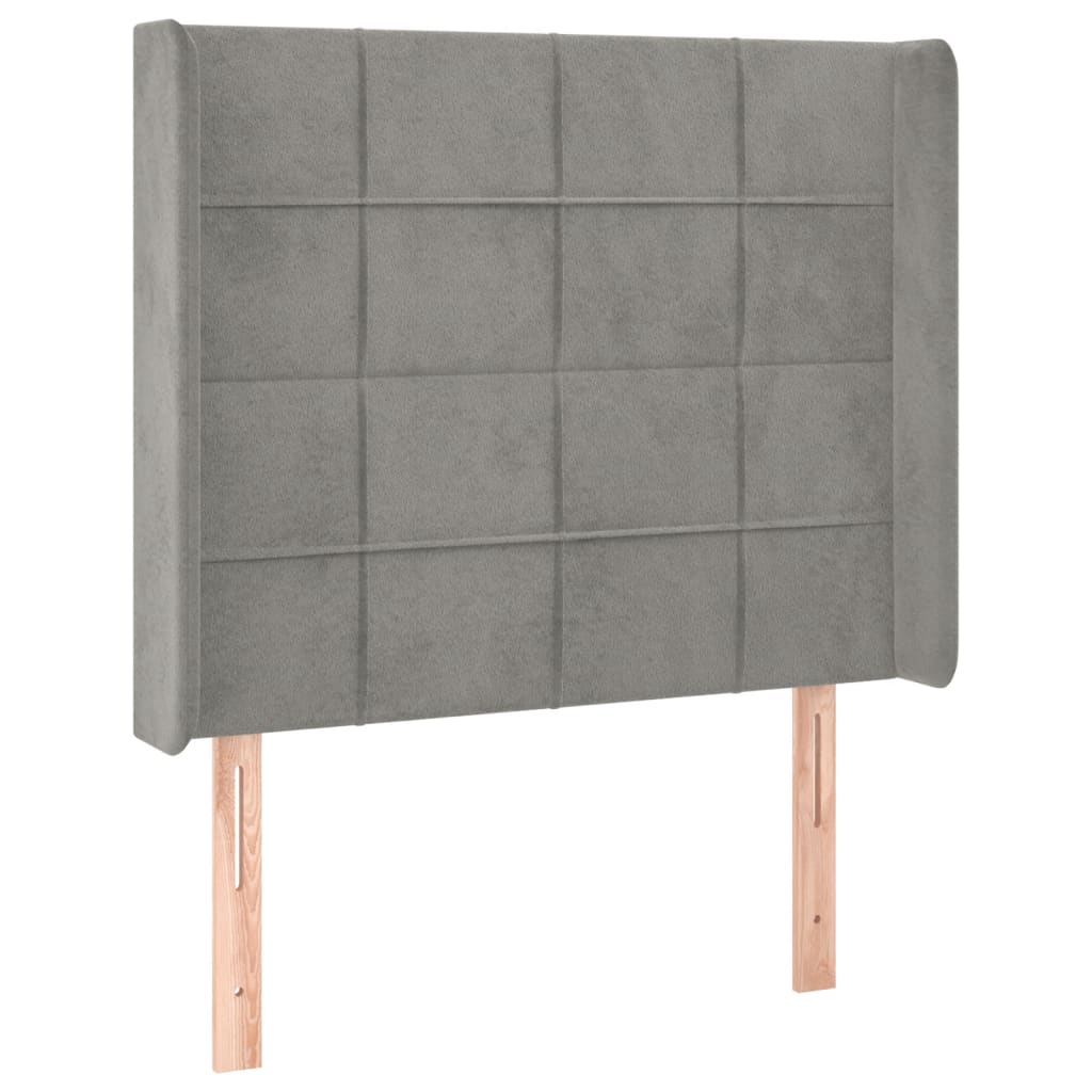 Letto a Molle Materasso e LED Grigio Chiaro 80x200 cm Velluto | homemem39