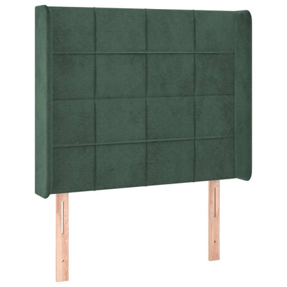 Letto a Molle con Materasso e LED Verde Scuro 80x200cm Velluto