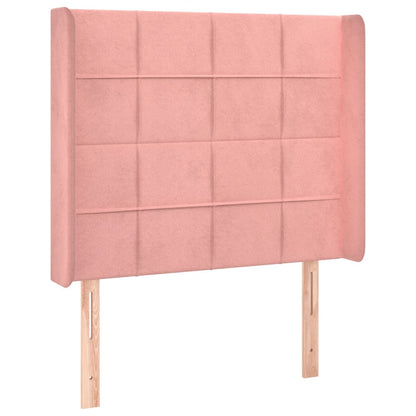 Letto a Molle con Materasso e LED Rosa 80x200 cm in Velluto
