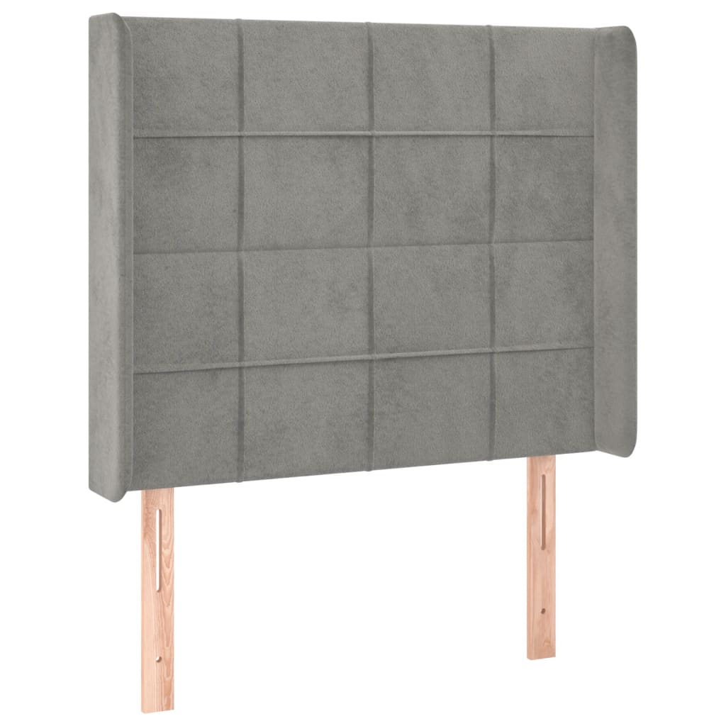 Letto a Molle Materasso e LED Grigio Chiaro 90x190 cm Velluto | homemem39