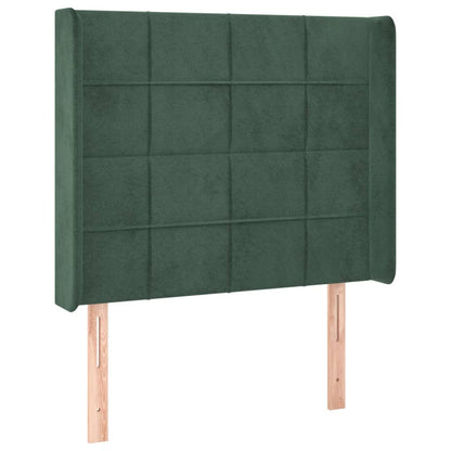 Letto a Molle con Materasso e LED Verde Scuro 90x190 cm Velluto