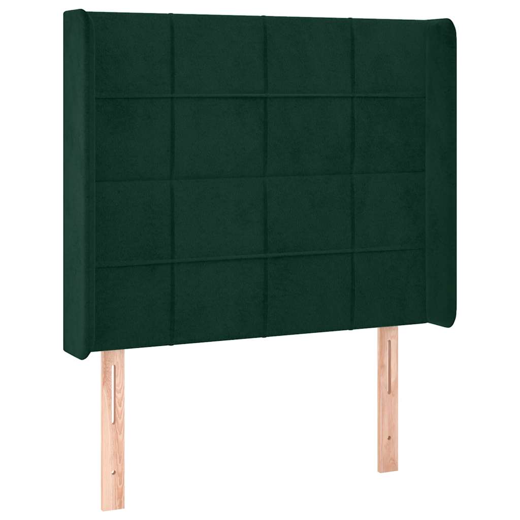 Letto a Molle con Materasso e LED Verde Scuro 90x200cm Velluto | homemem39