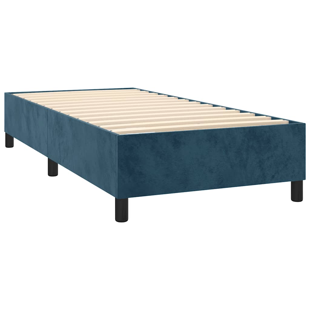 Letto a Molle con Materasso e LED Blu Scuro 90x200cm in Velluto | homemem39