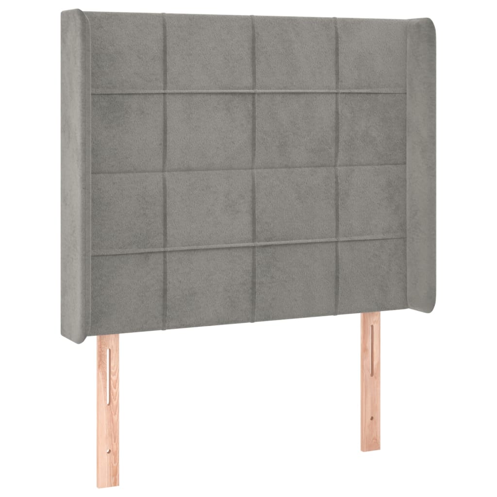 Letto a Molle Materasso e LED Grigio Chiaro 100x200 cm Velluto | homemem39