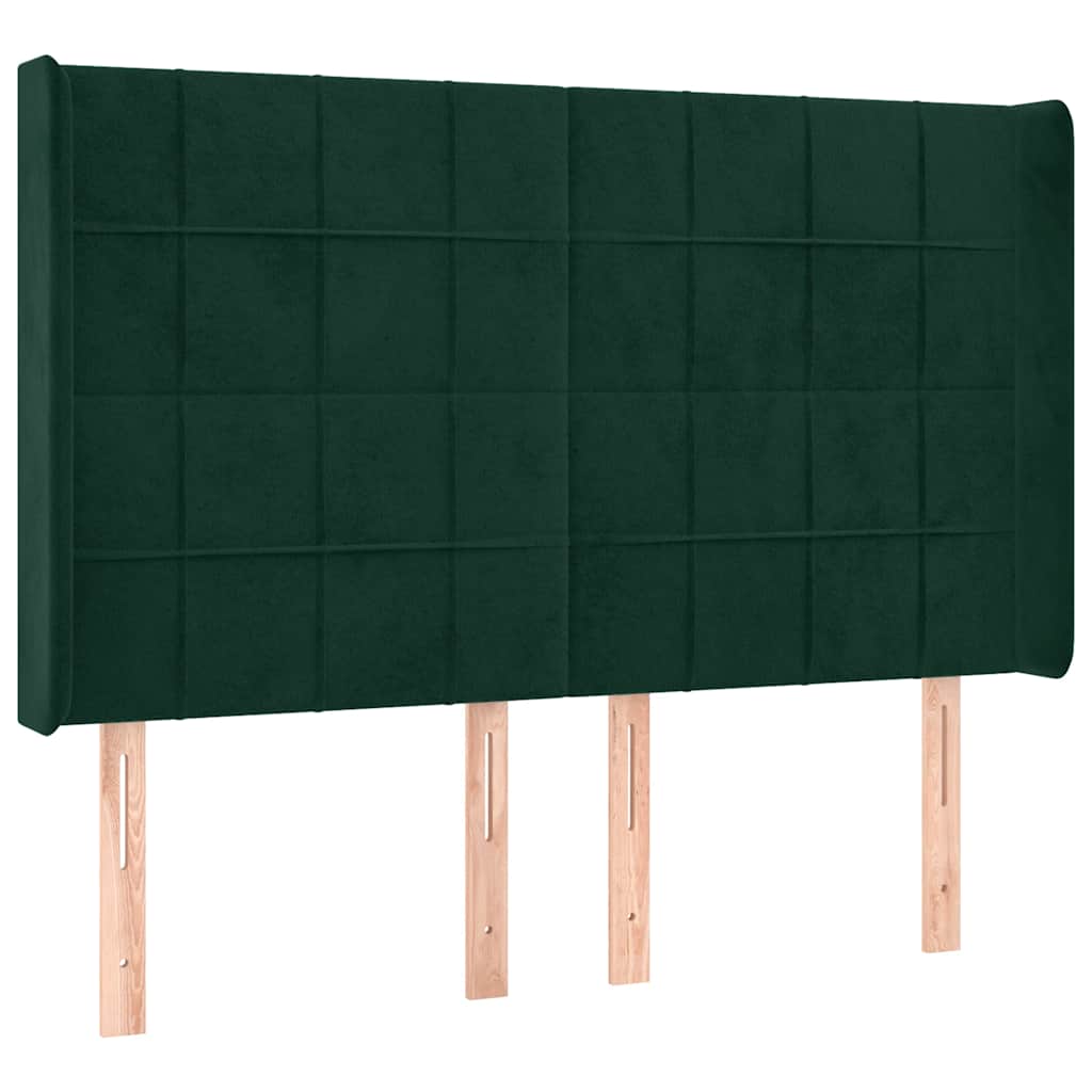 Letto a Molle con Materasso e LED Verde Scuro 140x190cm Velluto