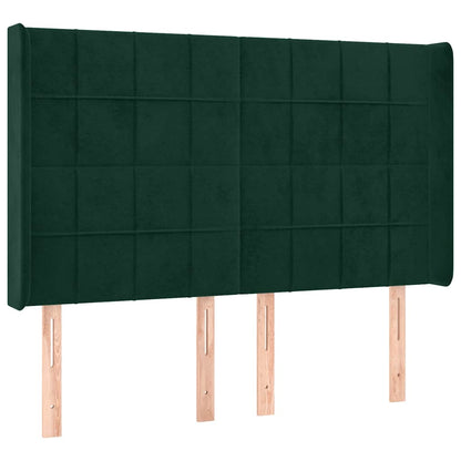 Letto a Molle con Materasso e LED Verde Scuro 140x190cm Velluto