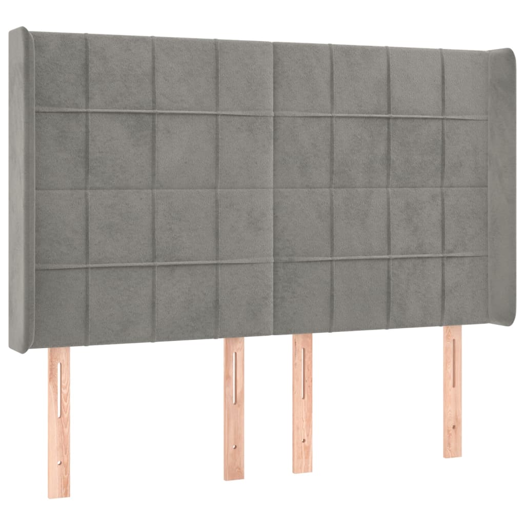 Letto a Molle Materasso e LED Grigio Chiaro 140x200 cm Velluto | homemem39