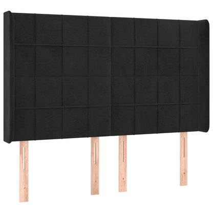 Letto a Molle con Materasso e LED Nero 140x200 cm in Velluto | homemem39